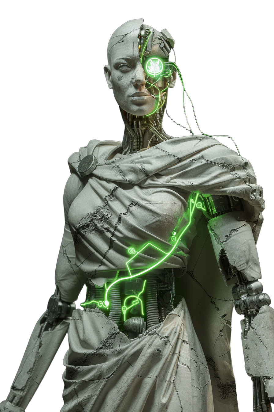 Hygieia — Wellness, Fitness & Mental Health Guidance, cyborg titan statue